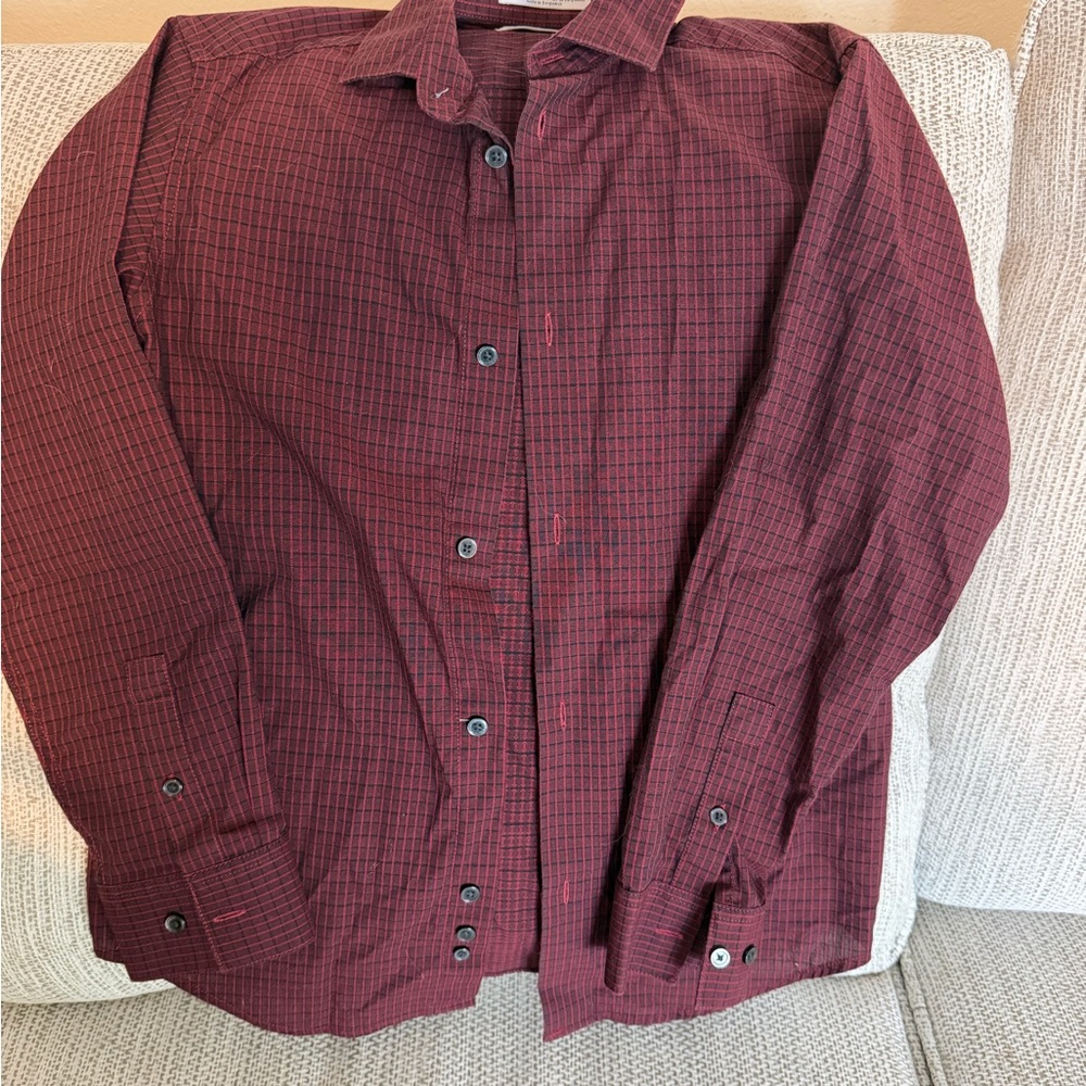 Calvin Klein Burgundy Checkered Shirt